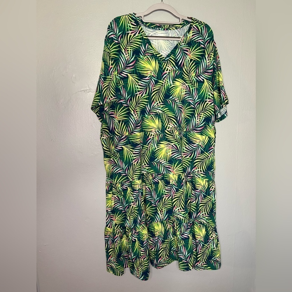 Lands End Tropical leaf print dress